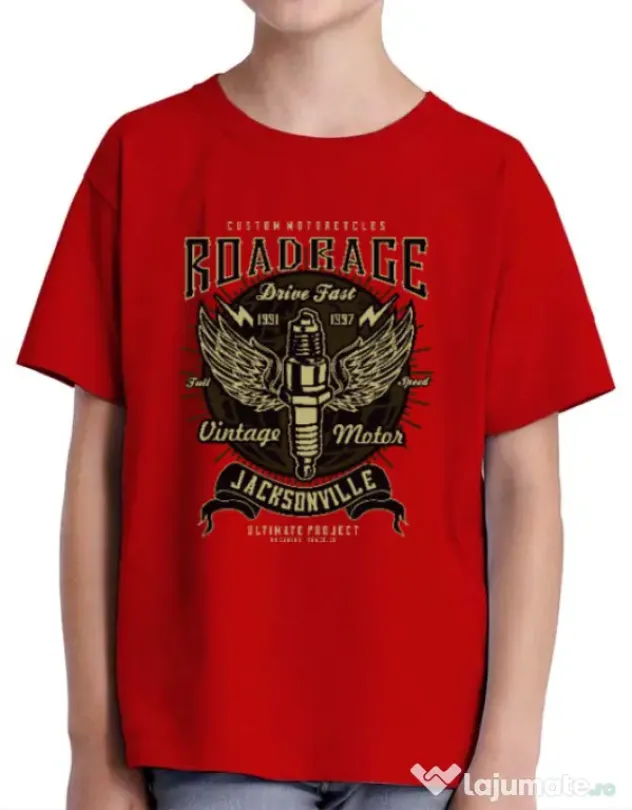 Tricou ADLER copil Road Rage Rosu