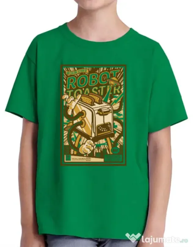 Tricou ADLER copil Robot Toaster Verde mediu