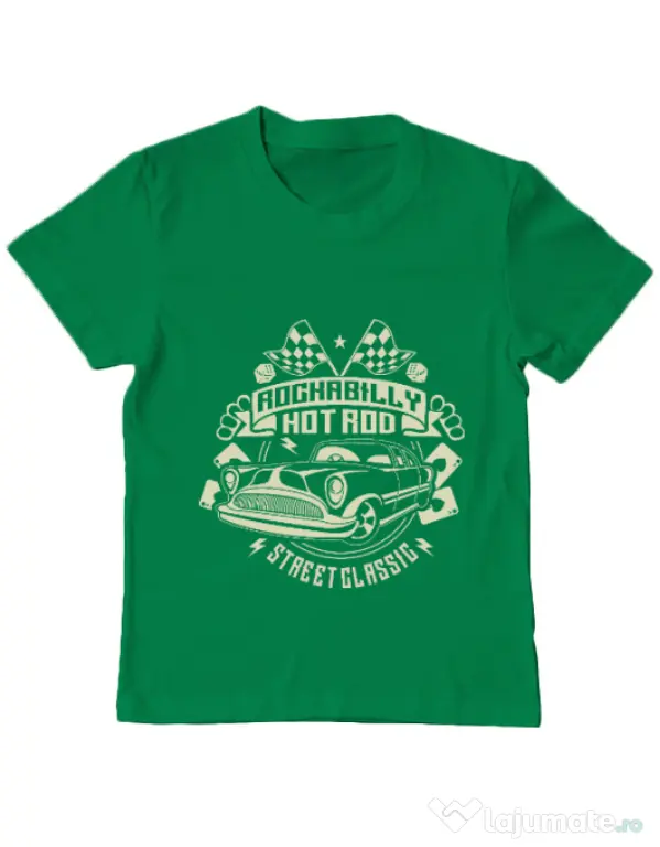 Tricou ADLER copil Rockabilly Hotrod Verde mediu
