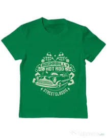 Tricou ADLER copil Rockabilly Hotrod Verde mediu