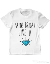 Tricou ADLER copil Shine bright like a diamond Alb