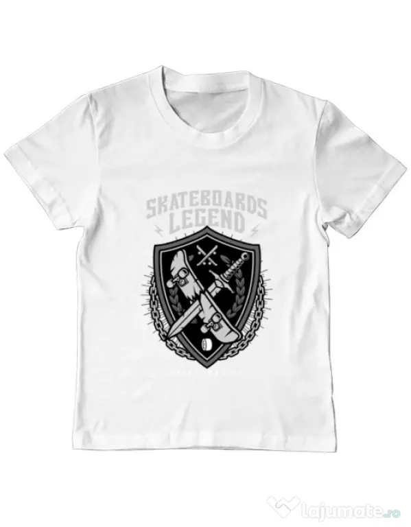 Tricou ADLER copil Skateboards Legend Alb