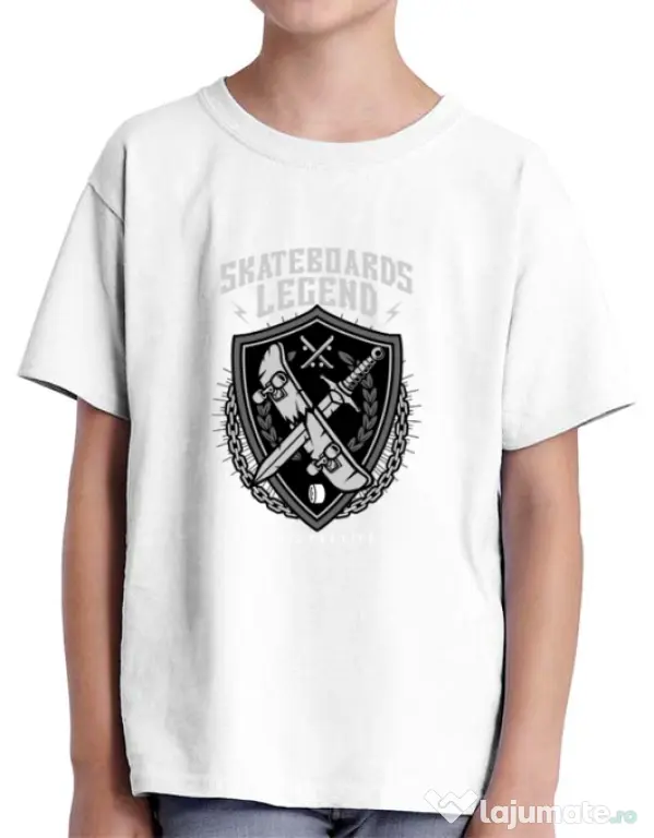 Tricou ADLER copil Skateboards Legend Alb