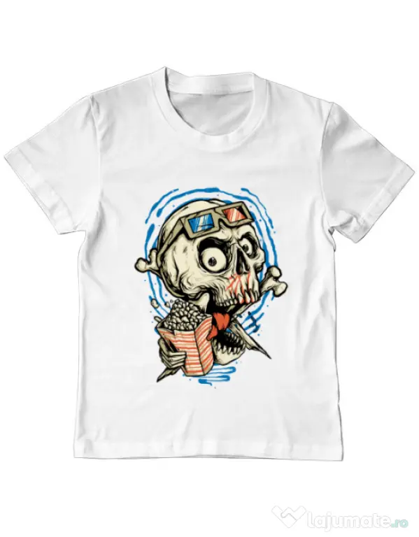 Tricou ADLER copil Skull Movie Alb
