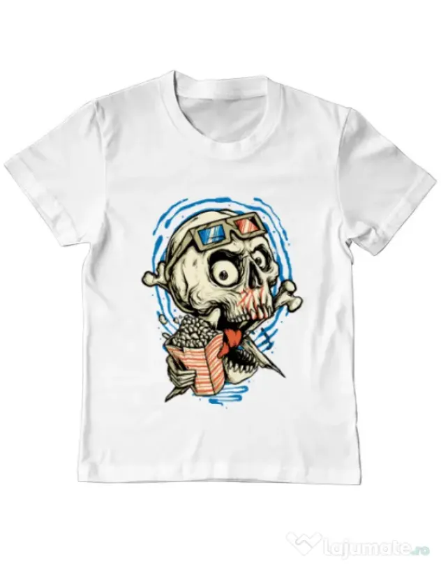 Tricou ADLER copil Skull Movie Alb