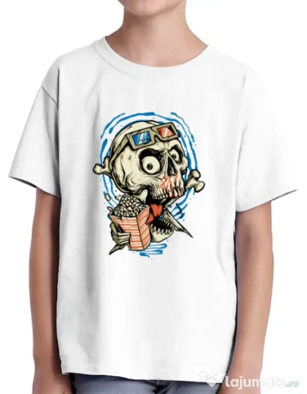 Tricou ADLER copil Skull Movie Alb
