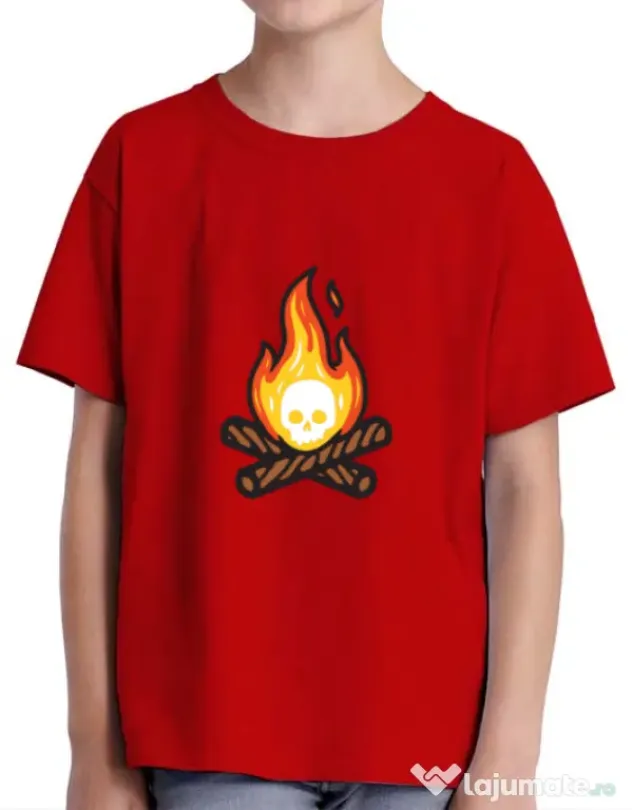 Tricou ADLER copil Skullfire Rosu