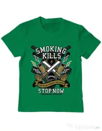 Tricou ADLER copil Smoking Kills Verde mediu