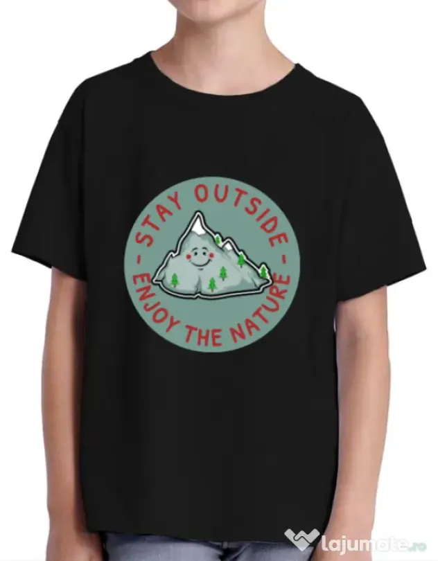 Tricou ADLER copil Stay outside Negru