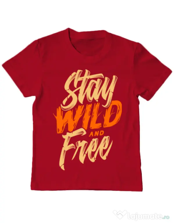 Tricou ADLER copil Stay Wild and Free Rosu