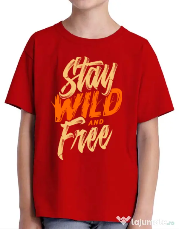 Tricou ADLER copil Stay Wild and Free Rosu