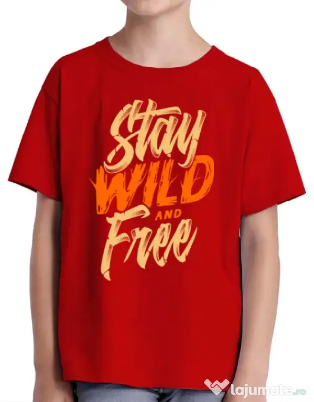 Tricou ADLER copil Stay Wild and Free Rosu