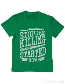 Tricou ADLER copil Stop The Killing Started Now Verde mediu