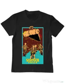 Tricou ADLER copil Stranger pizza Negru