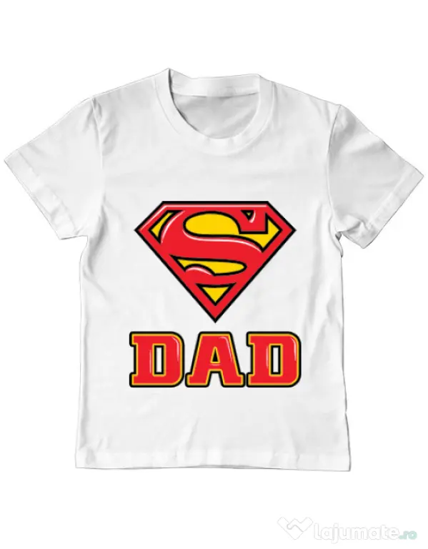 Tricou ADLER copil Super Dad Alb