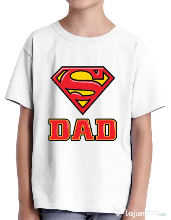 Tricou ADLER copil Super Dad Alb