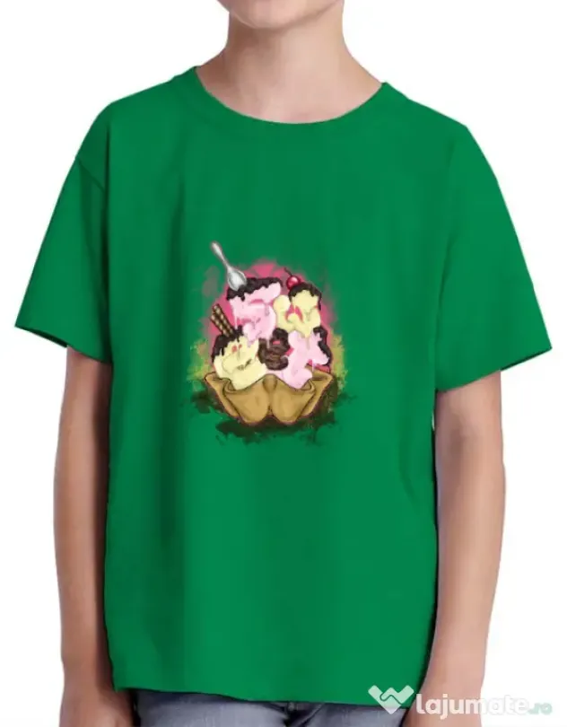 Tricou ADLER copil sweet ice cream lettering Verde mediu