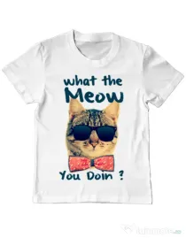 Tricou ADLER copil What the meow Alb