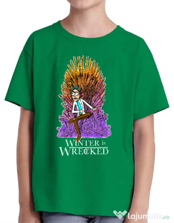 Tricou ADLER copil Winter is wrecked Verde mediu