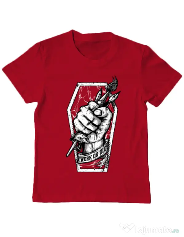 Tricou ADLER copil Work or Die Rosu
