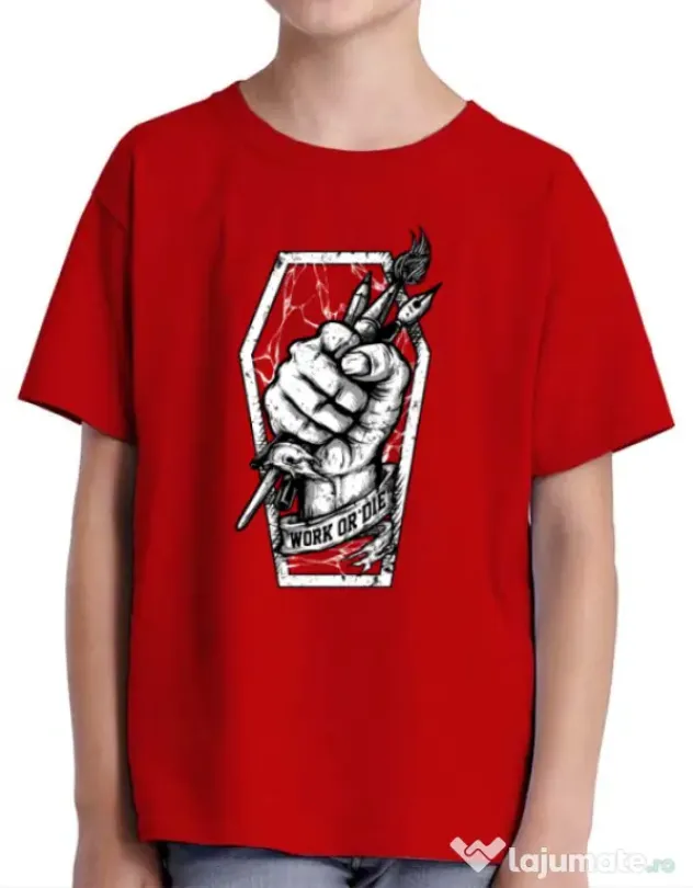 Tricou ADLER copil Work or Die Rosu