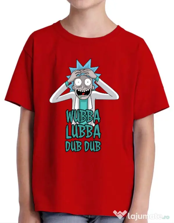 Tricou ADLER copil Wubba Lubba Dub Dub Rosu