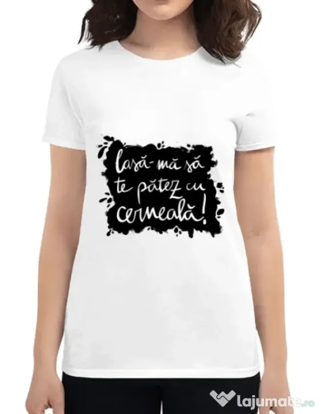 Tricou ADLER dama Te patez cu cerneala Alb
