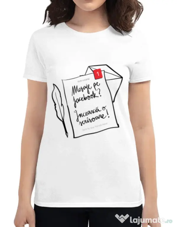 Tricou ADLER dama Incearca o scrisoare Alb