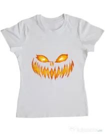 Tricou ADLER dama Scary pumpkin face Alb