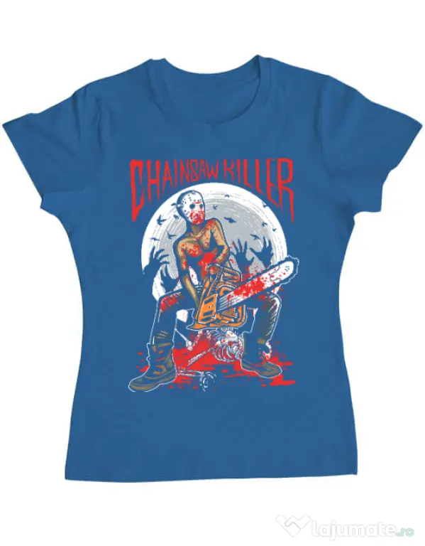 Tricou ADLER dama Chainsaw killer Albastru azuriu