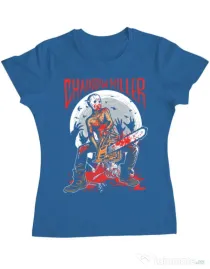 Tricou ADLER dama Chainsaw killer Albastru azuriu