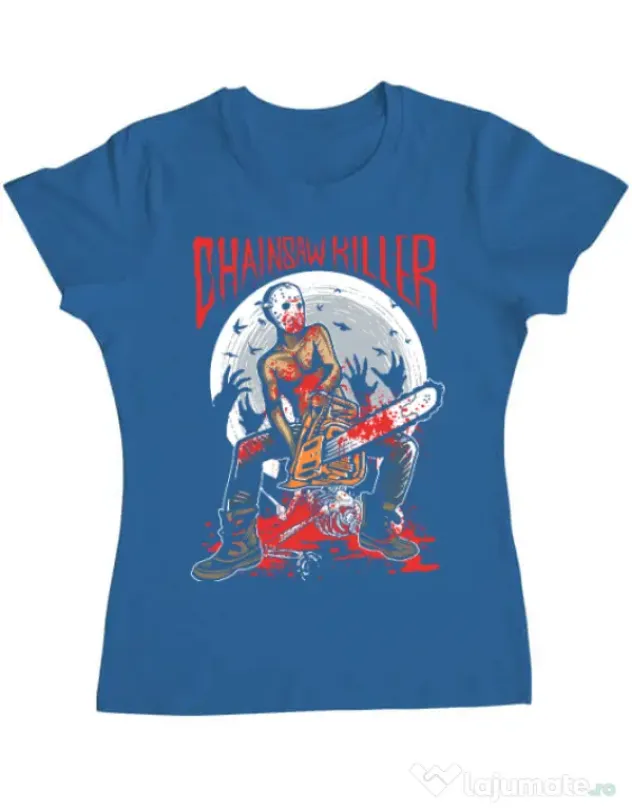 Tricou ADLER dama Chainsaw killer Albastru azuriu