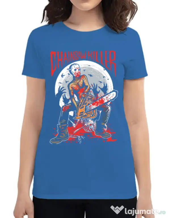 Tricou ADLER dama Chainsaw killer Albastru azuriu