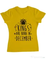 Tricou ADLER dama Kings are born in December Galben