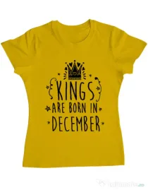 Tricou ADLER dama Kings are born in December Galben