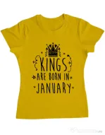 Tricou ADLER dama Kings are born in January Galben