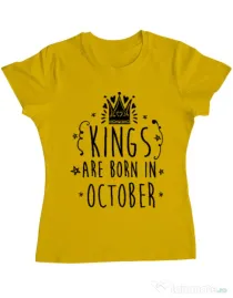 Tricou ADLER dama Kings are born in October Galben