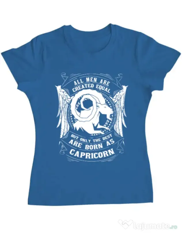 Tricou ADLER dama The best men are born as Capricorn Albastru azuriu