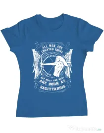 Tricou ADLER dama The best men are born as Sagittarius Albastru azuriu
