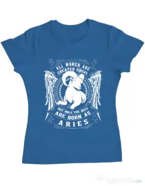 Tricou ADLER dama The best women are born as Aries Albastru azuriu