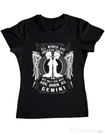 Tricou ADLER dama The best women are born as Gemini Negru
