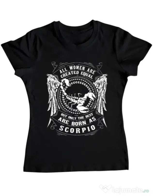 Tricou ADLER dama The best women are born as Scorpio Negru