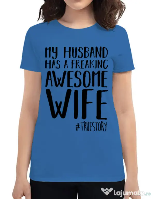 Tricou ADLER dama Awesome wife Albastru azuriu