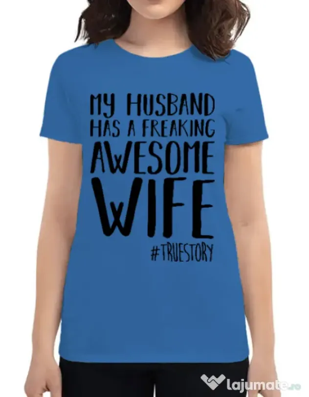 Tricou ADLER dama Awesome wife Albastru azuriu