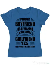 Tricou ADLER dama Proud boyfriend Albastru azuriu