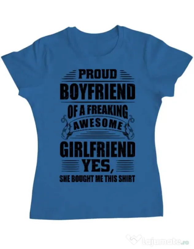 Tricou ADLER dama Proud boyfriend Albastru azuriu