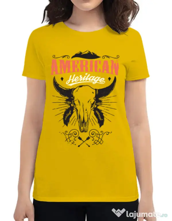 Tricou ADLER dama American heritage Galben