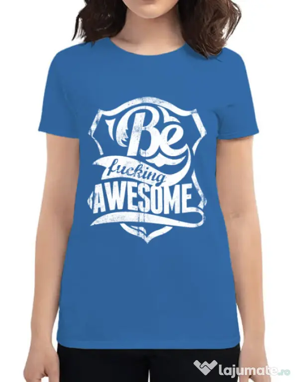 Tricou ADLER dama Be awesome Albastru azuriu