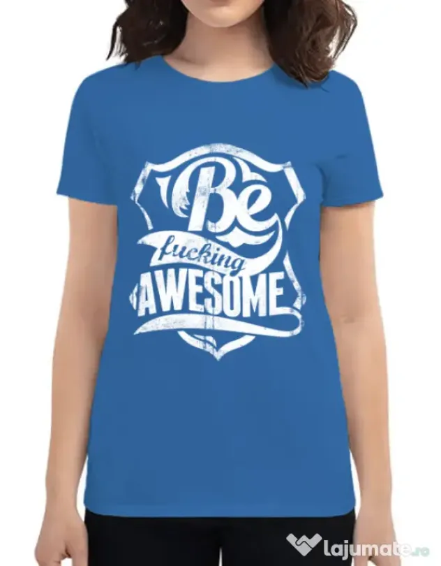 Tricou ADLER dama Be awesome Albastru azuriu