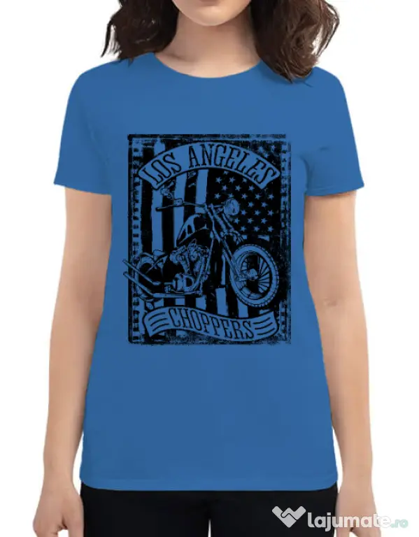 Tricou ADLER dama Flag and bike Albastru azuriu
